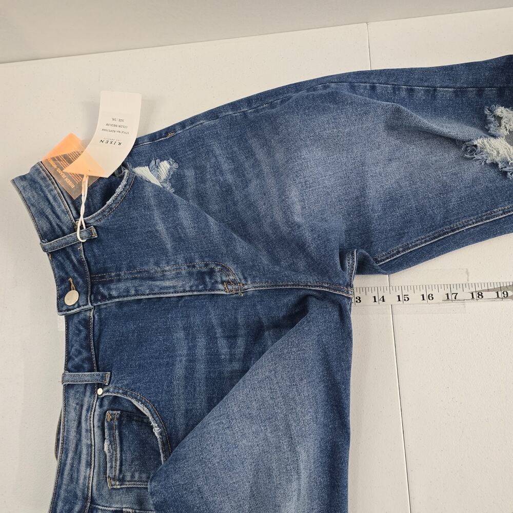 Women's Blue Distressed Skinny Jeans - Picture 8 of 12